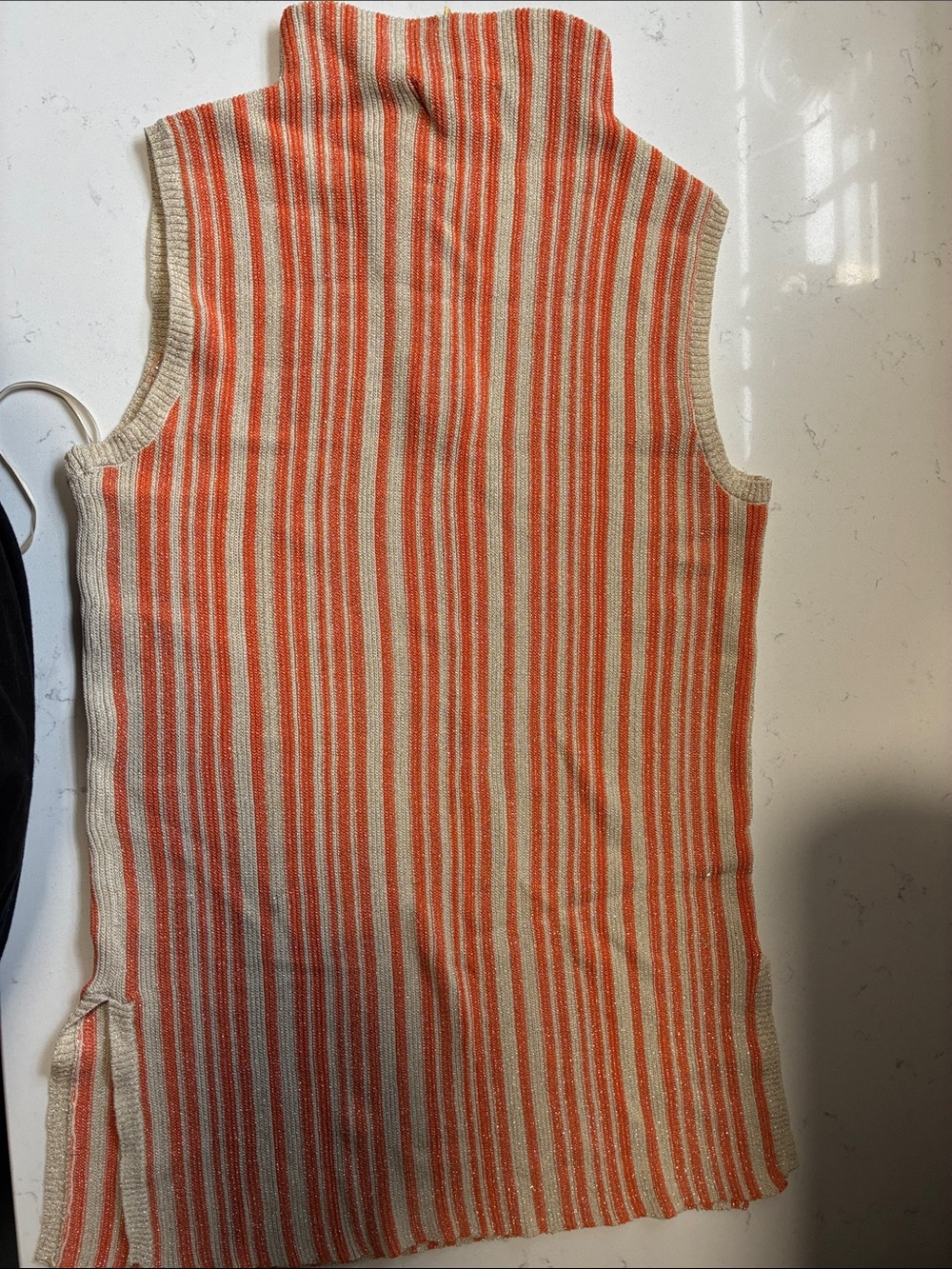 Marshalls Orange and Cream Striped Sleeveless Mock Neck Tank